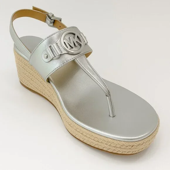 NEW MICHEAL Michael Kors Ashley Logo Wedge Platform Sandals Size 9.5 - Picture 5 of 9